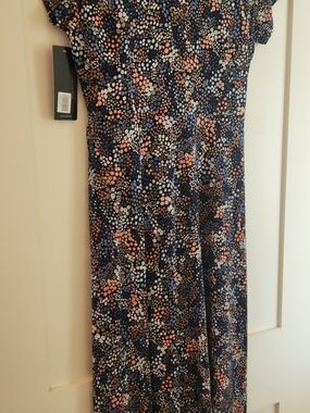 Rielle Navy Floral Dot Dress from Daily Look, size M, NWT
